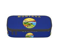 ETASUIOL Trousse spéciale avec imprimé drapeau du Montana, grande capacité, peut contenir stylos, crayons et petits accessoires, Noir , Taille unique, Trousse de maquillage