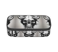 ETASUIOL Trousse spéciale avec imprimé tête de mort de taureau, grande capacité, peut contenir stylos, crayons et petits accessoires, Noir , Taille unique, Trousse de maquillage