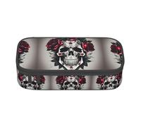 ETASUIOL Trousse spéciale avec imprimé tête de mort et rose rouge, grande capacité, peut contenir stylos, crayons et petits accessoires, Noir , Taille unique, Trousse de maquillage