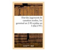 Etat Des Jugements De Cassation Rendus, 1er Germinal An 2-30 Ventôse An 3