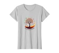 État d'esprit d'automne Arbre Paysage Art T-Shirt, Femme, Argent, S