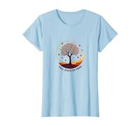 État d'esprit d'automne Arbre Paysage Art T-Shirt, Femme, Bleu Céleste, S