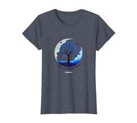 État d'esprit d'automne Arbre Paysage Art T-Shirt, Femme, Bleu Chiné, L