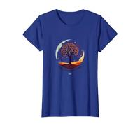 État d'esprit d'automne Arbre Paysage Art T-Shirt, Femme, Bleu Royal, XL