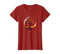État d'esprit d'automne Arbre Paysage Art T-Shirt, Femme, Canneberge, 3XL