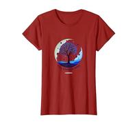État d'esprit d'automne Arbre Paysage Art T-Shirt, Femme, Canneberge, 3XL