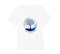État d'esprit d'automne Arbre Paysage Art T-Shirt, Femme Grandes Tailles, Blanc, 3X