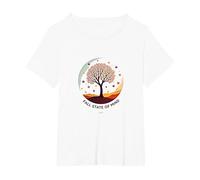 État d'esprit d'automne Arbre Paysage Art T-Shirt, Femme Grandes Tailles, Blanc, 4X