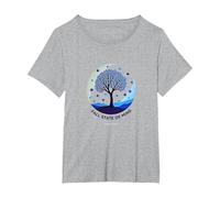 État d'esprit d'automne Arbre Paysage Art T-Shirt, Femme Grandes Tailles, Gris Chiné, 4X