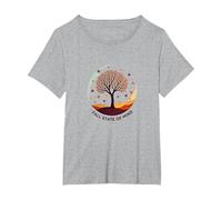 État d'esprit d'automne Arbre Paysage Art T-Shirt, Femme Grandes Tailles, Gris Chiné, 4X