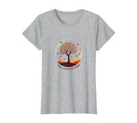 État d'esprit d'automne Arbre Paysage Art T-Shirt, Femme, Gris Chiné, XL