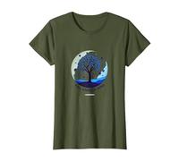 État d'esprit d'automne Arbre Paysage Art T-Shirt, Femme, Olive, XS