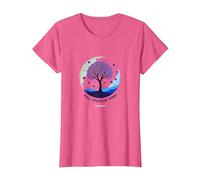 État d'esprit d'automne Arbre Paysage Art T-Shirt, Femme, Rose chiné, M