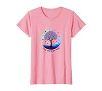 État d'esprit d'automne Arbre Paysage Art T-Shirt, Femme, Rose, S