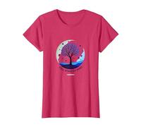 État d'esprit d'automne Arbre Paysage Art T-Shirt, Femme, Rouge Chiné, L
