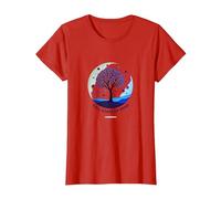 État d'esprit d'automne Arbre Paysage Art T-Shirt, Femme, Rouge, XL