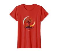 État d'esprit d'automne Arbre Paysage Art T-Shirt, Femme, Rouge, XS