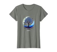 État d'esprit d'automne Arbre Paysage Art T-Shirt, Femme, Vert Kaki chiné, S