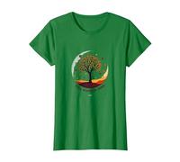État d'esprit d'automne Arbre Paysage Art T-Shirt, Femme, Vert Kelly, L
