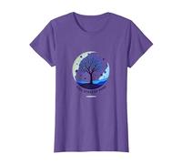 État d'esprit d'automne Arbre Paysage Art T-Shirt, Femme, Violet Chiné, S