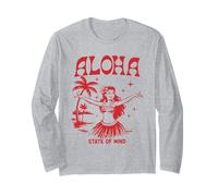 État d'esprit rétro d'Aloha Hula Girl, île hawaïenne Vintage Manche Longue