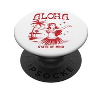 État d'esprit rétro d'Aloha Hula Girl, île hawaïenne Vintage PopSockets PopGrip Adhésif