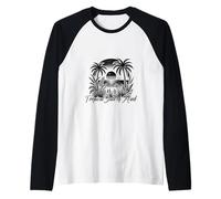 État d'esprit tropical - Rétro Palm Sunset Beach Vibes Manche Raglan