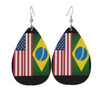 Etats-Unis Brésil Boucles d'oreilles en cuir avec pendentif en forme de goutte d'eau pour femme Style vintage, taille unique, Cuir