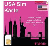 États-Unis, Canada, Mexico Carte SIM prépayée réseau T-Mobile - de données Flat 4 G/LTE - appels illimités SMS Internationaux, ancrage/Hotpot (21 jours)