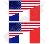 États-Unis d'Amérique et France, drapeau américain et Français 10,2 cm (100 mm) en vinyle Bumper Stickers, Stickers x2