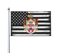 États-Unis Et Armoiries Du Royaume De Yougoslavie Drapeau Avec Œillets Bannière Résistant Aux Intempéries Drapeaux Pour Célébrations Cour Balcon 90X150Cm