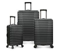États-Unis Traveler Boren Valise de Voyage Rigide en Polycarbonate Robuste avec 8 Roues pivotantes et poignée en Aluminium, Noir, 3-Piece Set, USB Port in Carry-on