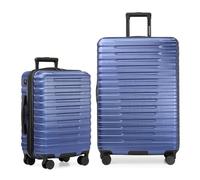 États-Unis Traveler Boren Valise de Voyage Rigide en Polycarbonate Robuste avec 8 Roues pivotantes et poignée en Aluminium, Bleu Marine, 2-Piece Set, USB Port in Carry-on