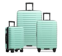 États-Unis Traveler Boren Valise de Voyage Rigide en Polycarbonate Robuste avec 8 Roues pivotantes et poignée en Aluminium, Menthe, 3-Piece Set, USB Port in Carry-on