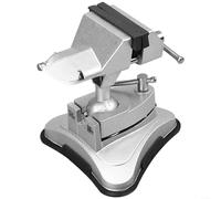 Étau à ventouse rotatif à 360°, pince de table en alliage d'aluminium avec mâchoires trempées pour verre, marbre et surfaces lisses, 7 x 7 cm, argenté