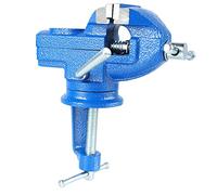 Étau d'établi très résistant - Mâchoire de 50 mm - Haute dureté - Rotation à 360 degrés - Pince universelle pour le travail du bois et du métal - Acier moulé - Bleu - 18 x 15 x 5 cm