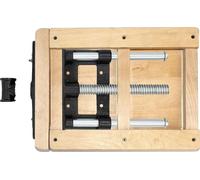 Etau en bois, fer forgé, dimensions totales 35 x 22 cm, diamètre des vis 2,3 cm, longueur des vis 30 cm, poids net 5,3 kg
