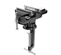 étau, Étau de table 2 en 1 avec mâchoire multifonctionnelle et bouton réglage rapide, étau d'établi universel rotatif à 360°(Black)
