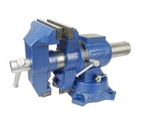 Étau rotatif professionnel - Enclume rotative - Plateau tournant - Établi - Mâchoires en acier de qualité supérieure - Multifonctionnel - Pour mécaniciens et ingénieurs - Bleu - 360° - 125 mm
