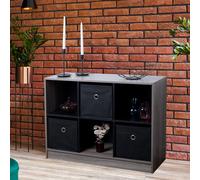 ETC-Shop Étagère en Bois Standregal 6 Compartiments noir gris Avec Boîte H 60cm