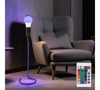 Lampe de table lampe de table bleue lampe d'appoint dimmable textile rétro lampe de salon LED RVB, changement de couleur RVB, 8,5W 806 lm blanc chaud, DxH 15 x 46,5 cm
