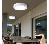 Smart Home plafonnier applique murale extérieur lampe maison applique murale en fonte d'aluminium, blanc, IP44, dimmable CCT, LED 16,5W 1600Lm, D 22,5 cm, lot de 2