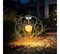 Lampe solaire boule de verre orientale lumière décorative lampe de jardin lampe solaire solaire en métal pour l'extérieur, verre en métal, piquet de sol, 1x LED 0,06W blanc chaud, LxPxH 30x8,5x41 cm