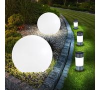Boule lumineuse solaire jardin plug-in lumières solaire LED décoration de jardin boule solaire pour l'extérieur, IP44 batterie piquet support balcon, blanc satin, LED blanc chaud, lot de 5