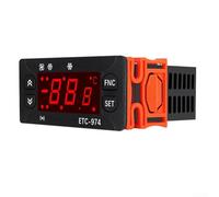 ETC974 Thermostat de contrôle de chauffage avec sonde à air étanche, affichage numérique et contrôle indépendant du ventilateur de compresseur, compatible avec alimentations AC/DC (12 V/24 V)