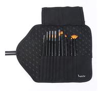 ETCHR Set de pinceaux pour Peinture Acrylique, Huile, Aquarelle, Gouache, 10 Tailles différentes pour Artistes, Adultes,Amateurs et Enfants, Sac de Transport Noir Inclus