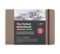 Etchr The Perfect Sketchbook Deckle Edition - Premium 300 g/m² 100 % coton pressé à froid, bords déchiquetés à la main, reliure plate, couverture en cuir végétalien (A5 paysage, 14 x 21 cm)