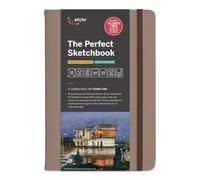 ETCHR The Perfect Sketchbook Deckle Edition Premium 300 gsm 100% Cotton Cold-Press, Hand-Torn Deckled Edges, Lay-Flat Binding, Vegan Leather Cover, A5 Portrait - 8.3 x 5.8 Inch