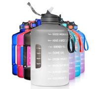 ETDW Bouteille d'eau de 3,8 l avec paille et marqueur de temps, grande bouteille de sport avec poignée, sans BPA, étanche pour fitness, gym, yoga et extérieur