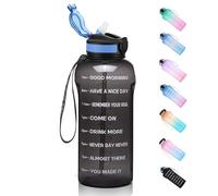 ETDW Gourde avec paille, 1,5 l, en Tritan sans BPA, 1500 l, avec marqueurs de temps, anti-fuite, pour camping, salle de sport, pique-nique, noire